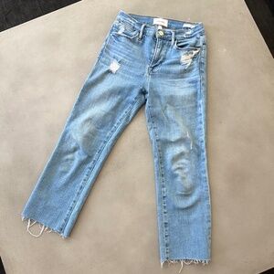 Frame Le High Straight Cropped Denim, Size 25
